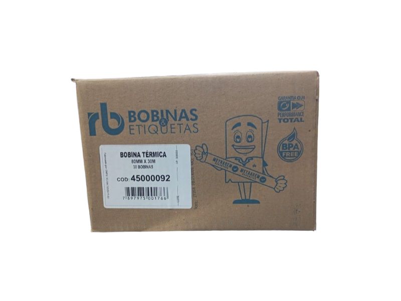 BOBINA TERM 80X30M 1 VIA BRANCA C/30UN RIO BRANCO MAXPRINT