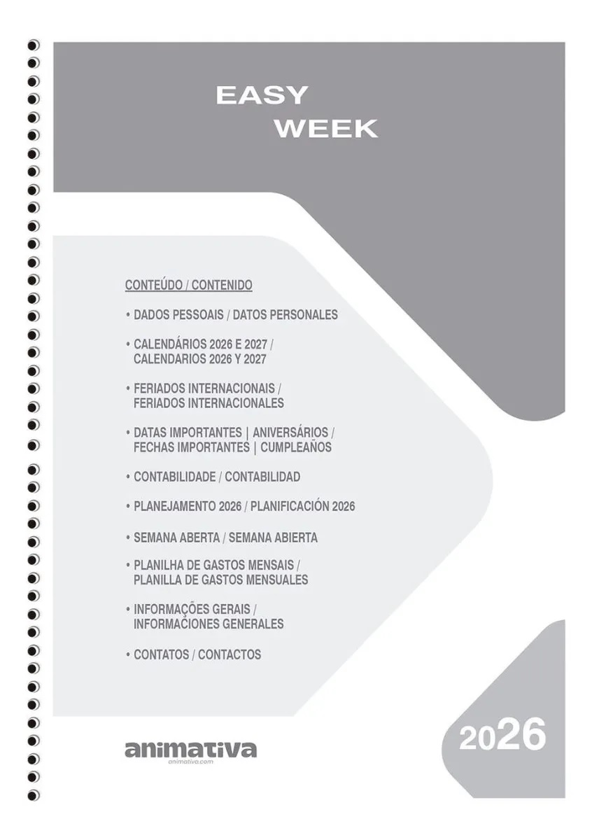 AGENDA ANUAL CADERNO ESP EASY WEEK C/64FLS ANIMATIVA