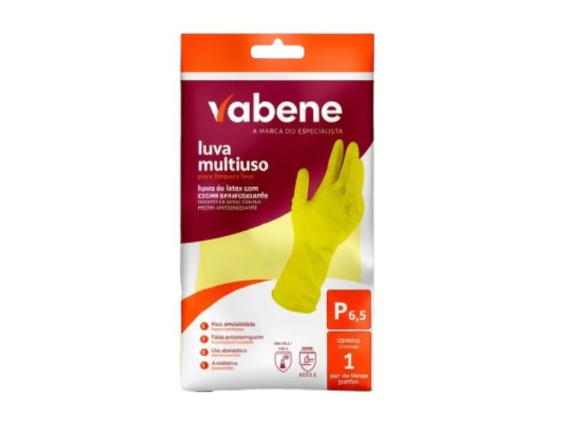 LUVA LATEX MULTIUSO LEVE (P) AMARELA - VABENE