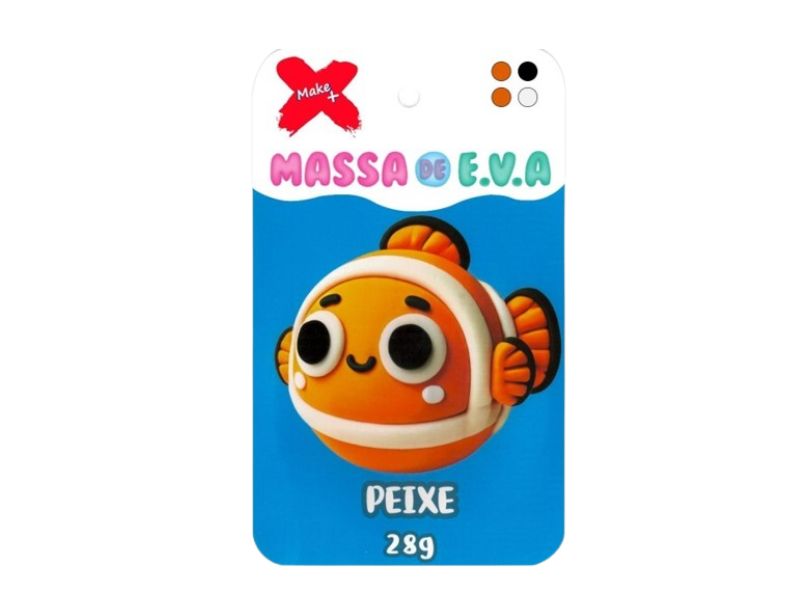 MASSA DE EVA CRIATIVA PEIXE C/04 CORES 28 G MAKE+