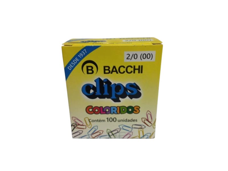 CLIPS COLORIDO 2/0 COM 100 UNIDADES BACCHI