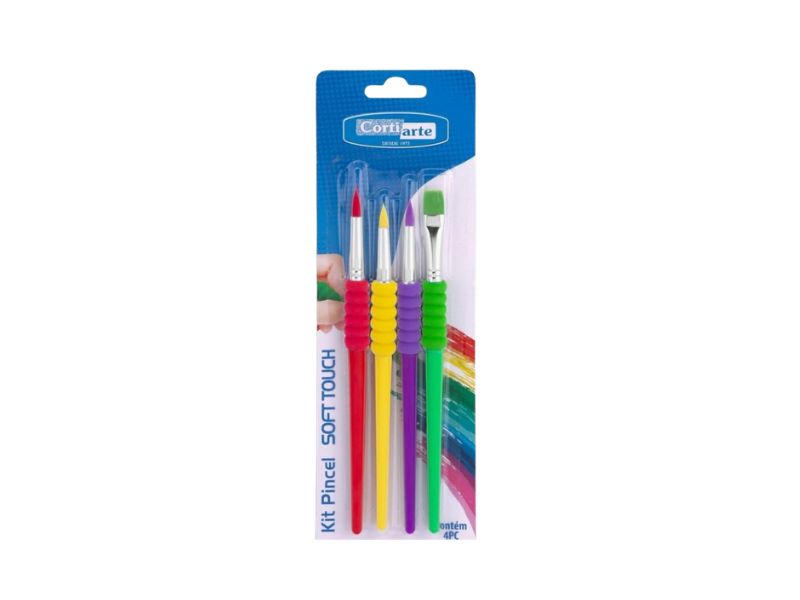 KIT PARA PINTURA SOFT TOUCH 4 PINCEIS CORTIART
