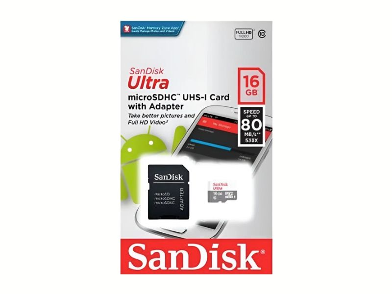 CARTAO DE MEMORIA 16GB 80MBS SANDISK MICRO SD ULTRA ADAPTSDS