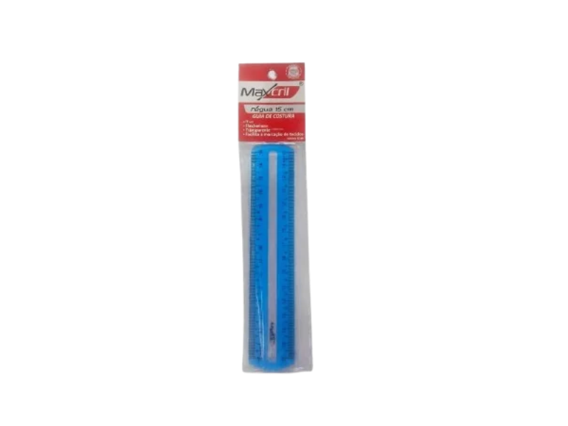 RÉGUA DE POLIESTIRENO GUIA DE LEITURA AZUL 15 CM MAXCRIL