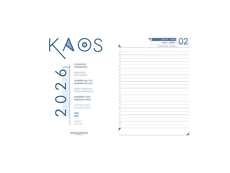 AGENDA ANUAL COST KAOS C/192FLS MOD: 9890 ANIMATIVA