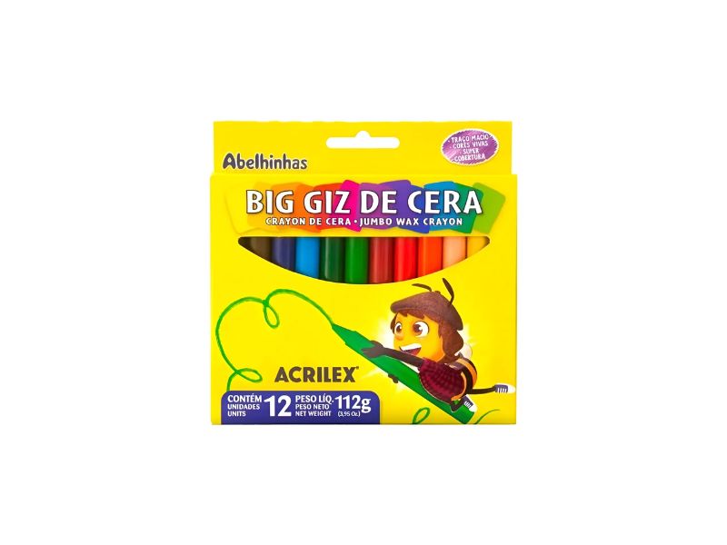 GIZ DE CERA  JUMBO C/12 UNIDADES 112G ACRILEX