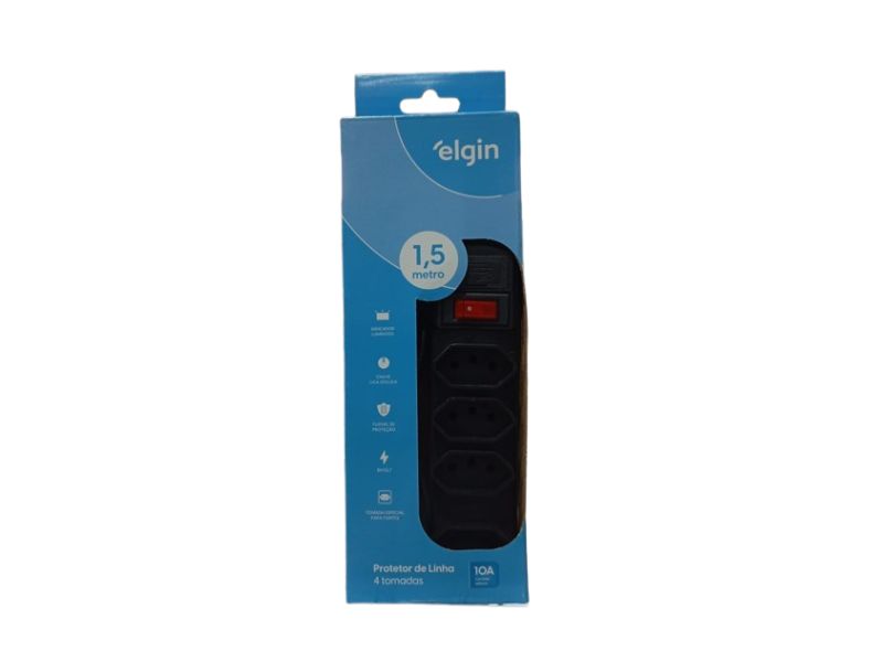 FILTRO DE LINHA 4 TOMADAS BIVOLT PRETO ELGIN