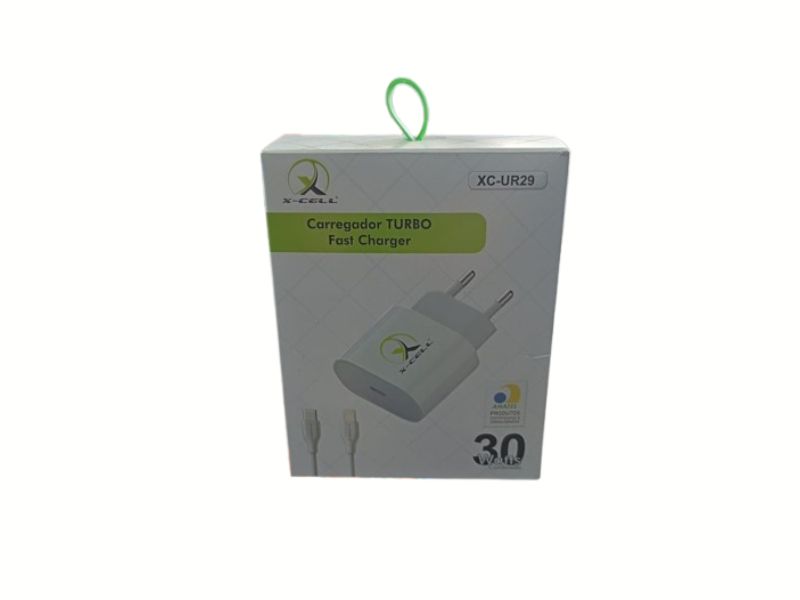 CARREGADOR CELULAR DE PAREDE TURBO XC-UR29 PD USB-C+CABO LIGHT 6.0A