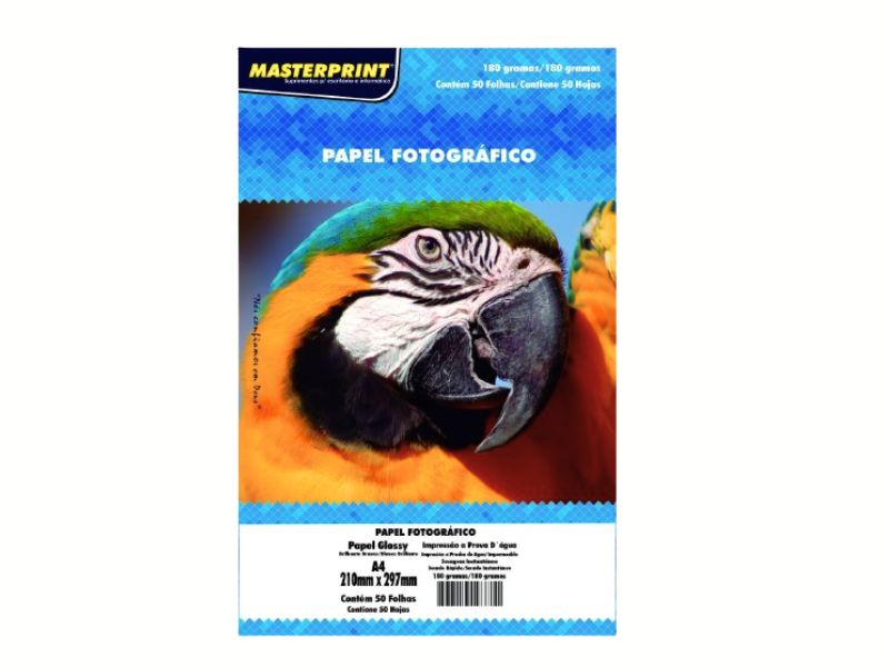 PAPEL FOTOGRAFICO GLOSSY 180G COM  50 FOLHAS MASTERPRINT
