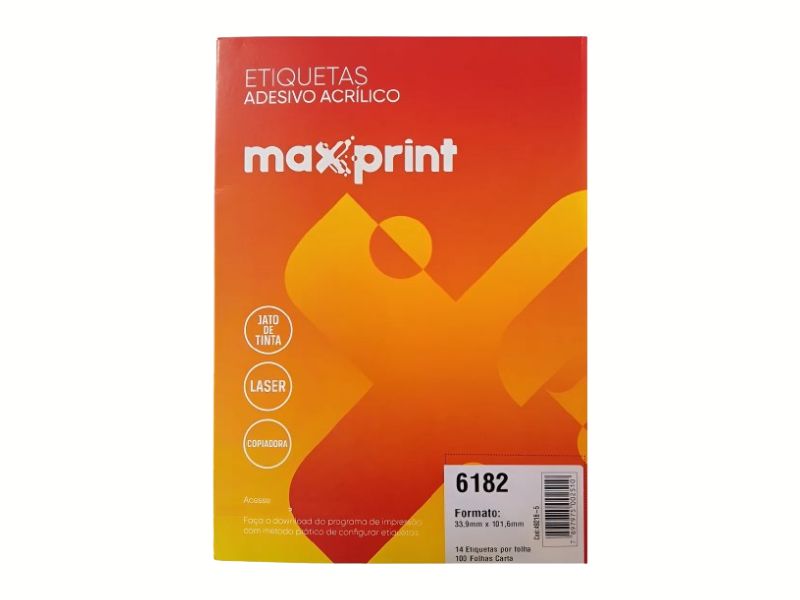 ETIQUETA 6182 ADESIVA 33.9MM X 101.6MM PCT C/100 FLS MAXPRINT