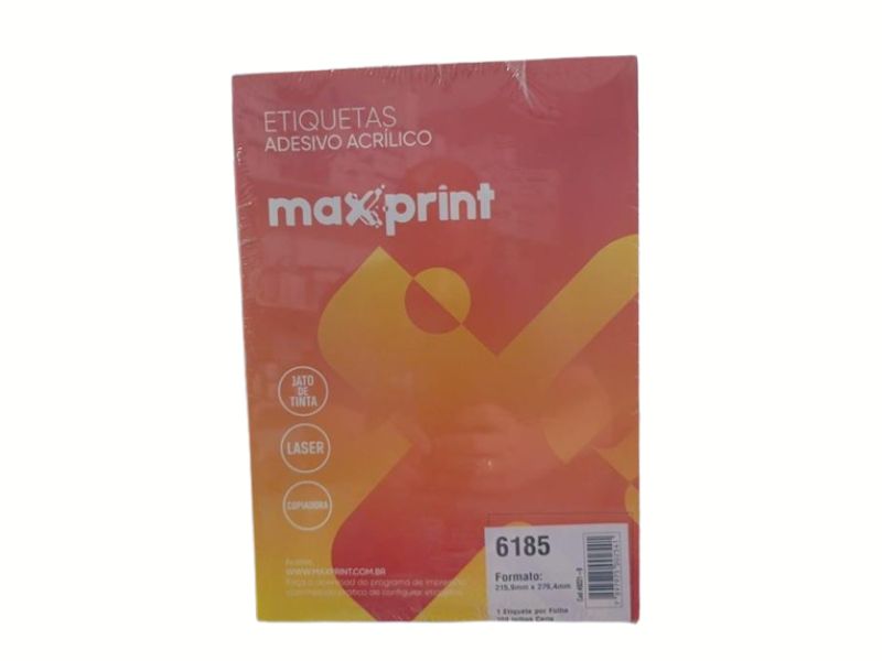 ETIQUETA 6185 ADESIVA 215.9MM X 279.4MM PCT C/100 FLS MAXPRINT