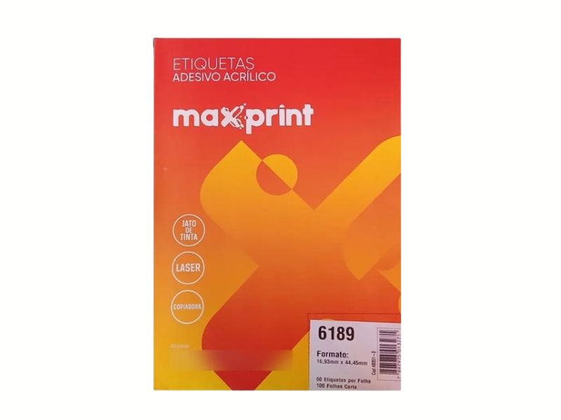 ETIQUETA 6189 ADESIVA 16.93MM X 44.45MM PCT C/100 FLS MAXPRINT