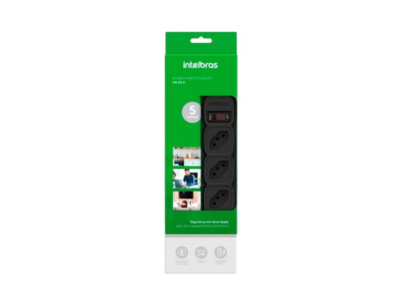 FILTRO DE LINHA 5 TOMADAS 1M DE CABO EPE 205 PT INTELBRAS