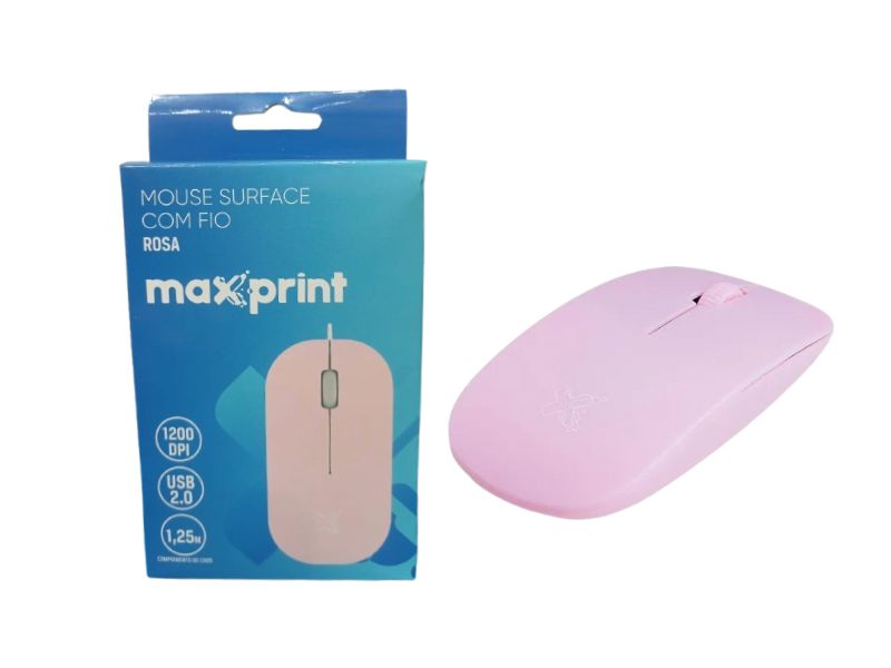 MOUSE SURFACE ROSA COM FIO 1200DPI USB2.0 (60000136) MAXPRINT