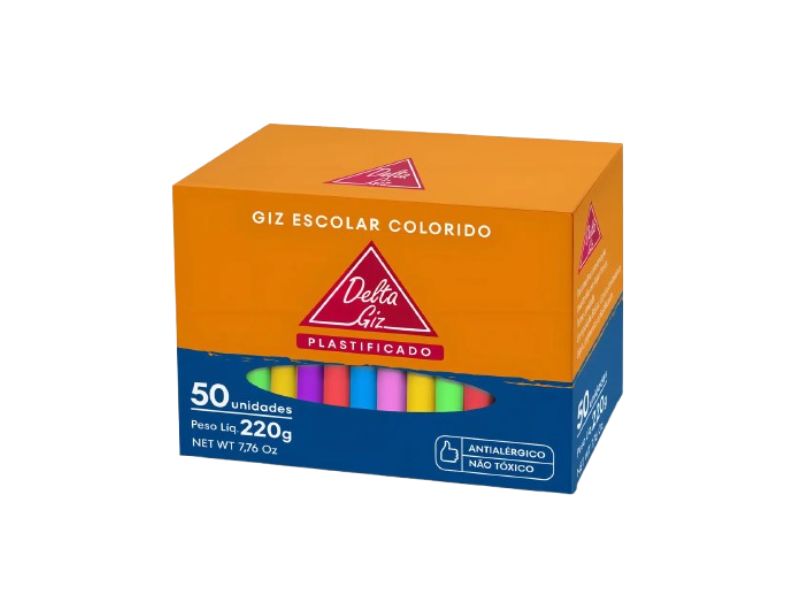 GIZ ESCOLAR COLORIDO DELTA MASTER C/50 UNIDADES  220G PALITOS REF:0031