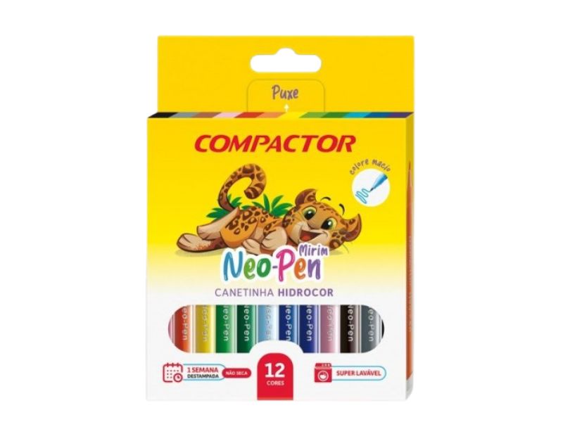 CANETA HIDROGRAFICA NEO-PEN MIRIM 12 CORES COMPACTOR
