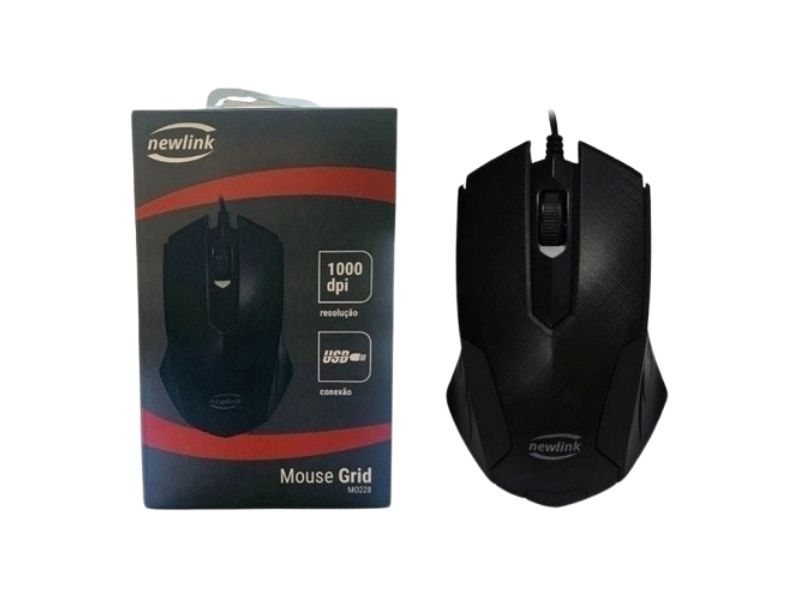MOUSE COM FIO USB  GRID (MO-228) PRETO NEWLINK