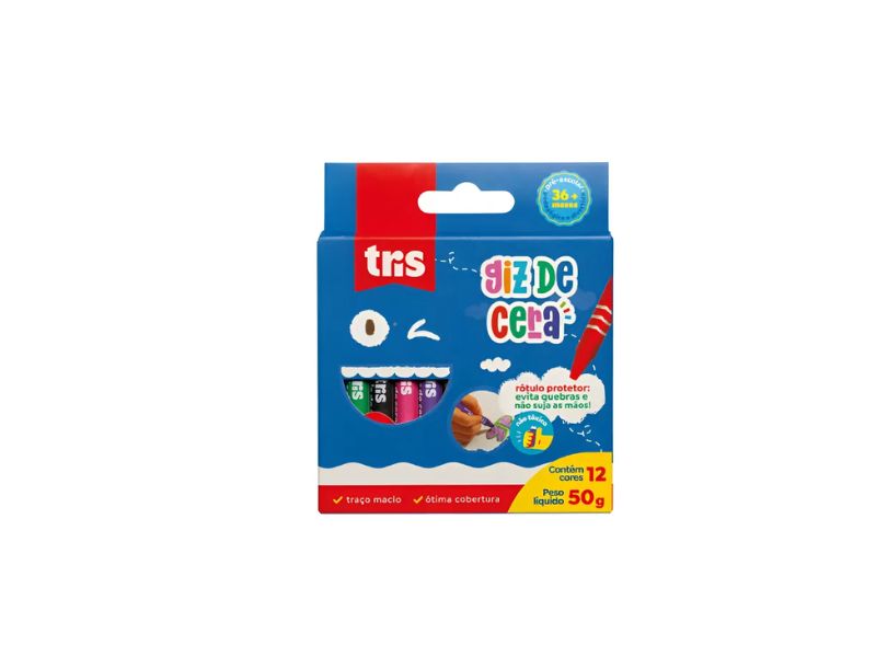 GIZ DE CERA FINO COM 12 CORES TRIS