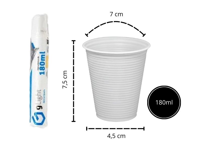 COPO AGUA 180ML  BRANCO CAIXA C/2500 GLIGHT