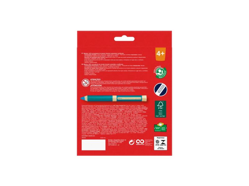 ECOGIZ DE CERA COM 12 CORES + APONTADOR  FABER-CASTELL