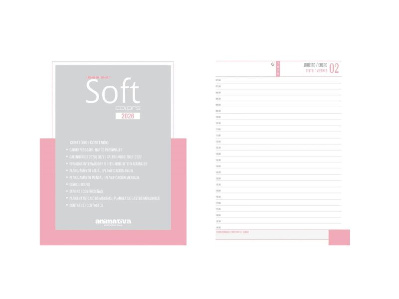 AGENDA ANUAL COST SOFT COLORS C/168FLS MOD: 9802 ANIMATIVA