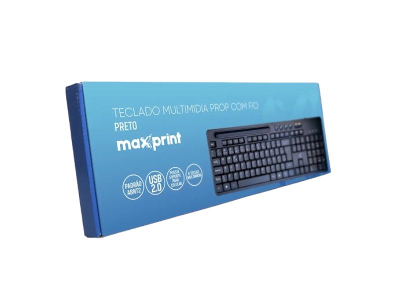 TECLADO USB MULTIMIDIA PROP COM FIO PRETO 60000145 MAXRINT