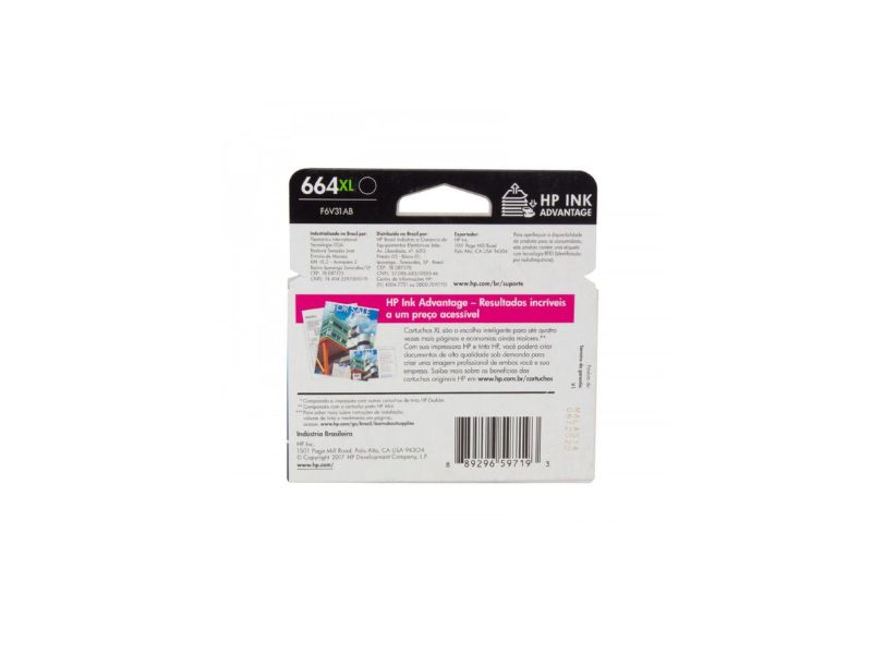 CARTUCHO F6V31AB (664XL) BK 8.5ML HP
