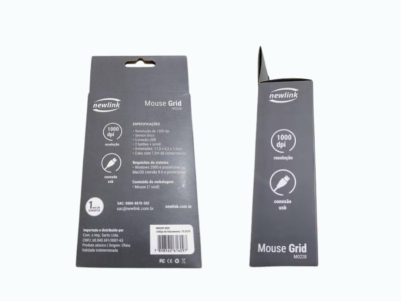 MOUSE COM FIO USB  GRID (MO-228) PRETO NEWLINK