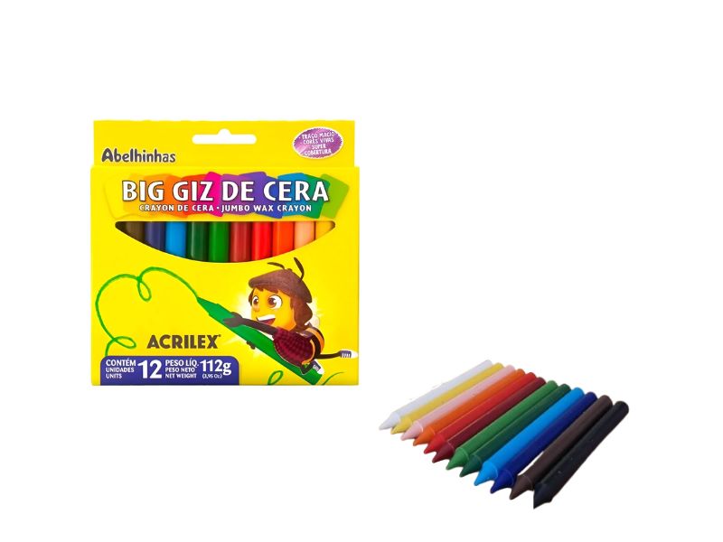 GIZ DE CERA  JUMBO C/12 UNIDADES 112G ACRILEX