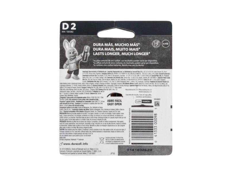 PILHA GRANDE D2 DURACELL UND