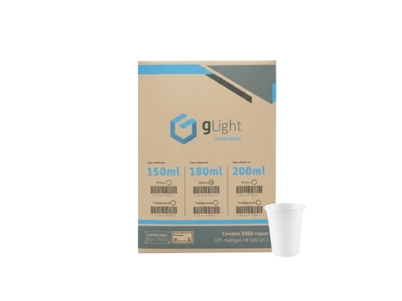 COPO AGUA 180ML  BRANCO CAIXA C/2500 GLIGHT