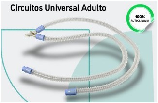 CIRCUITO UNIVERSAL ADULTO C/ TRAQUEIAS EM SILICONE DE 22MM X 1,2  MTS COM CONECTOR EM Y C/ FUROS
