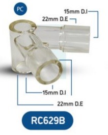 CONECTOR Y DE POLICARBONATO COM 90 GRAUS  E  22MM DE MEDIDAS  SEM FURO