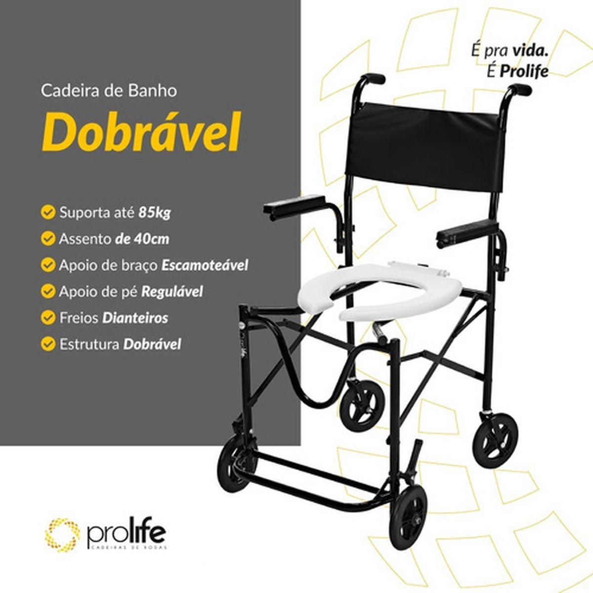 Cadeira de Banho Dobrável - Suporta Até 100Kg